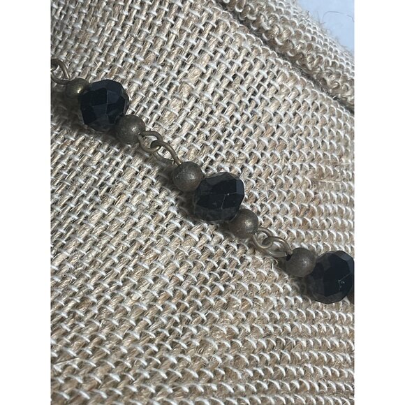 Vintage Style Black Beaded Necklace With Circle Pendant & Lobster Clasp - Picture 4 of 5